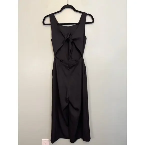 Aritzia Wilfred Ecoulement Tie Back Jumpsuit Womens 0 Black Cropped Wide Leg - Picture 3 of 10